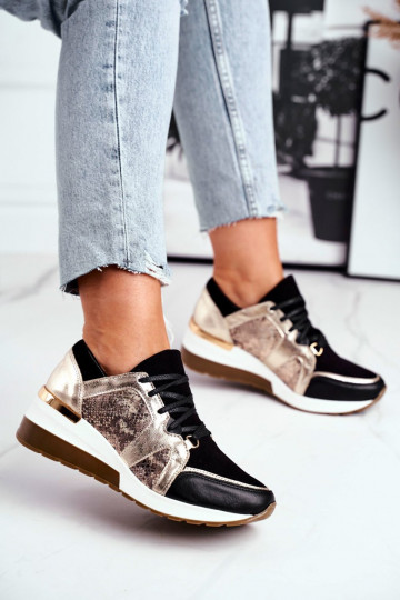 Gold Nicole 2465 Women's Leather Stiletto Sneakers 2