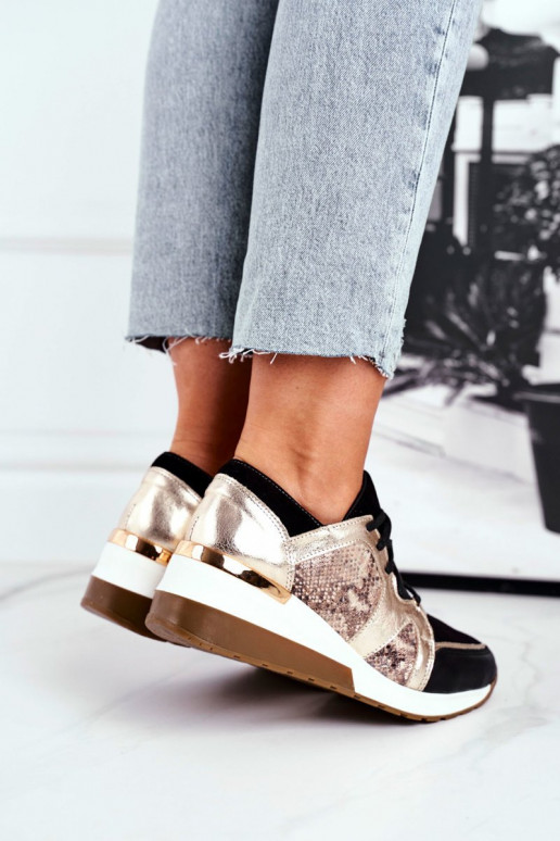 Gold Nicole 2465 Women's Leather Stiletto Sneakers Gold Nicole 2465 Women's Leather Stiletto Sneakers