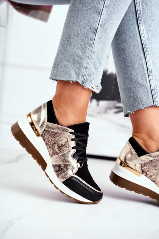 Gold Nicole 2465 Women's Leather Stiletto Sneakers Gold Nicole 2465 Women's Leather Stiletto Sneakers