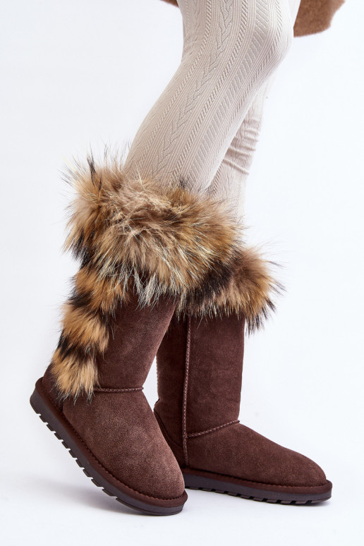 Women's Snow Boots With Fur Leather Suede Brown Balvin Women's Snow Boots With Fur Leather Suede Brown Balvin