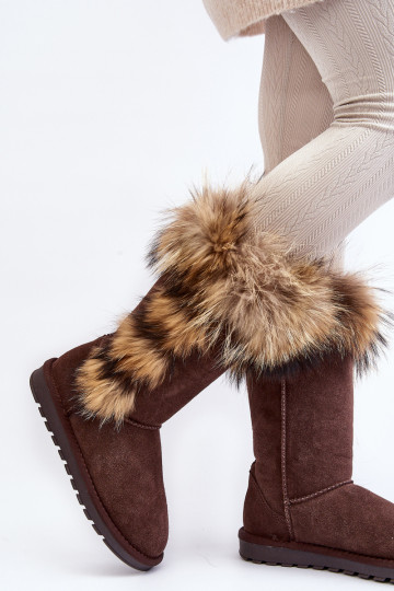 Women's Snow Boots With Fur Leather Suede Brown Balvin 2