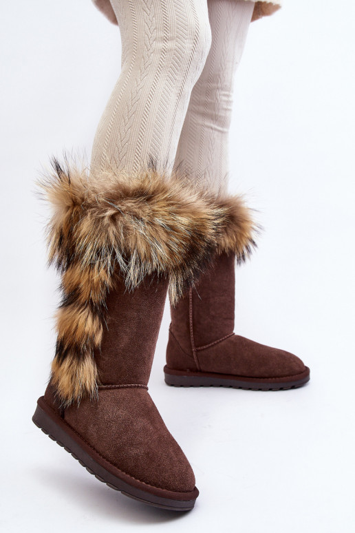 Women's Snow Boots With Fur Leather Suede Brown Balvin Women's Snow Boots With Fur Leather Suede Brown Balvin