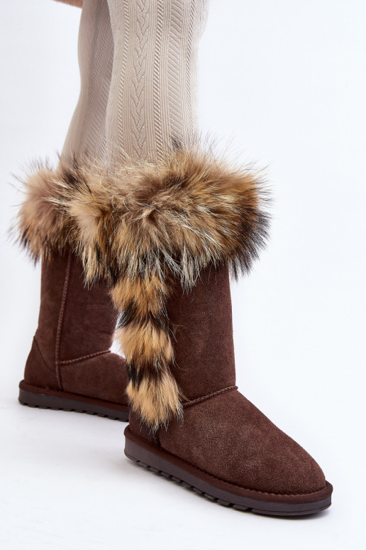 Women's Snow Boots With Fur Leather Suede Brown Balvin Women's Snow Boots With Fur Leather Suede Brown Balvin