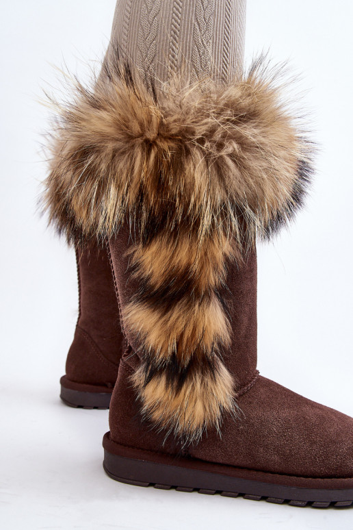 Women's Snow Boots With Fur Leather Suede Brown Balvin Women's Snow Boots With Fur Leather Suede Brown Balvin