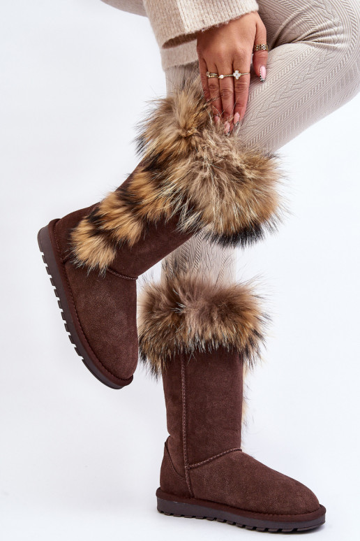 Women's Snow Boots With Fur Leather Suede Brown Balvin Women's Snow Boots With Fur Leather Suede Brown Balvin