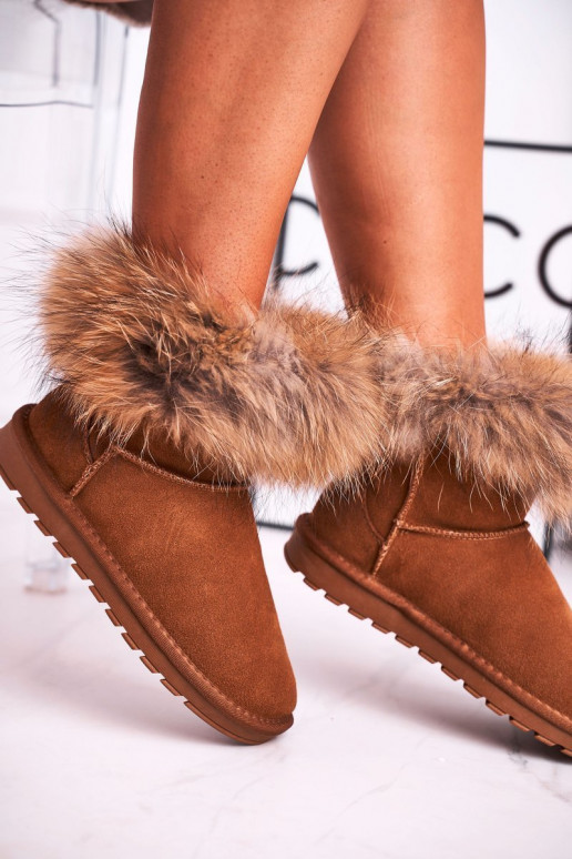 Women's Leather Snow Boots With Eko Fur Camel Alexa Women's Leather Snow Boots With Eko Fur Camel Alexa