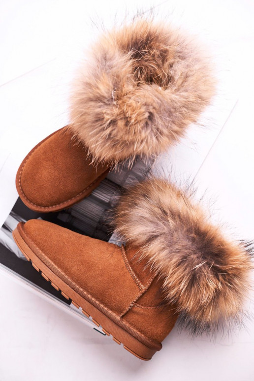 Women's Leather Snow Boots With Eko Fur Camel Alexa Women's Leather Snow Boots With Eko Fur Camel Alexa
