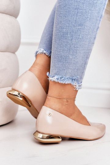 Loafers On Gold Heels Laura Messi 2013 Beige 2