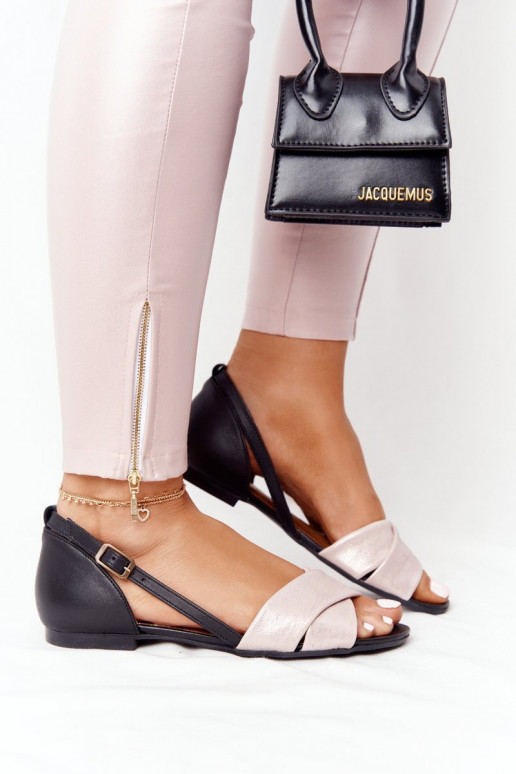 Leather Metallic Sandals Maciejka 04614-15 Pink-Black Leather Metallic Sandals Maciejka 04614-15 Pink-Black