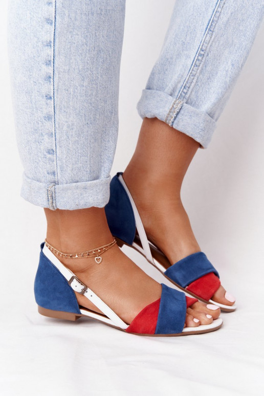 Leather Sandals Maciejka 04614-17 Navy-Red Leather Sandals Maciejka 04614-17 Navy-Red