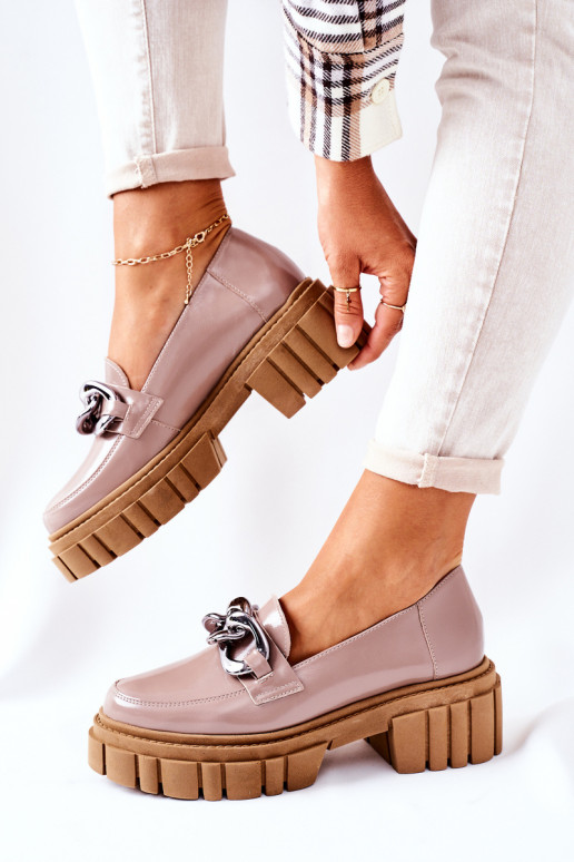 Women's Brogues Loafers Leather Cappuccino Laura Messi 2339 Women's Brogues Loafers Leather Cappuccino Laura Messi 2339