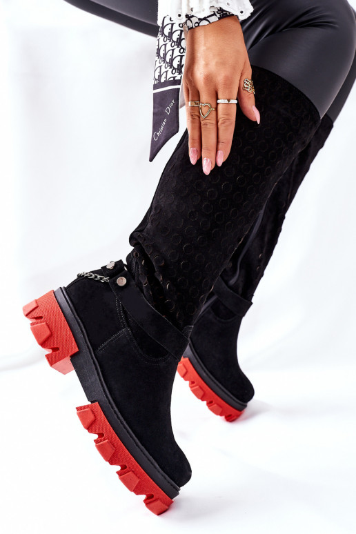 Women's High Black Boots Lewski Black Suede 2866 Women's High Black Boots Lewski Black Suede 2866
