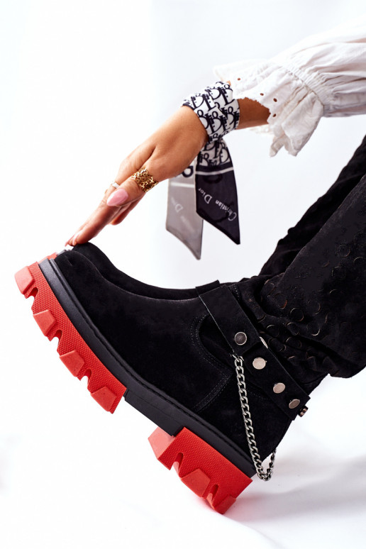 Women's High Black Boots Lewski Black Suede 2866 Women's High Black Boots Lewski Black Suede 2866