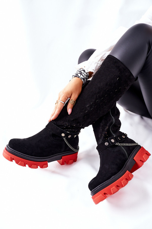 Women's High Black Boots Lewski Black Suede 2866 Women's High Black Boots Lewski Black Suede 2866