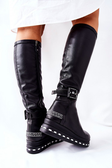 Leather Boots Maciejka On Platform Black 05293-01 2