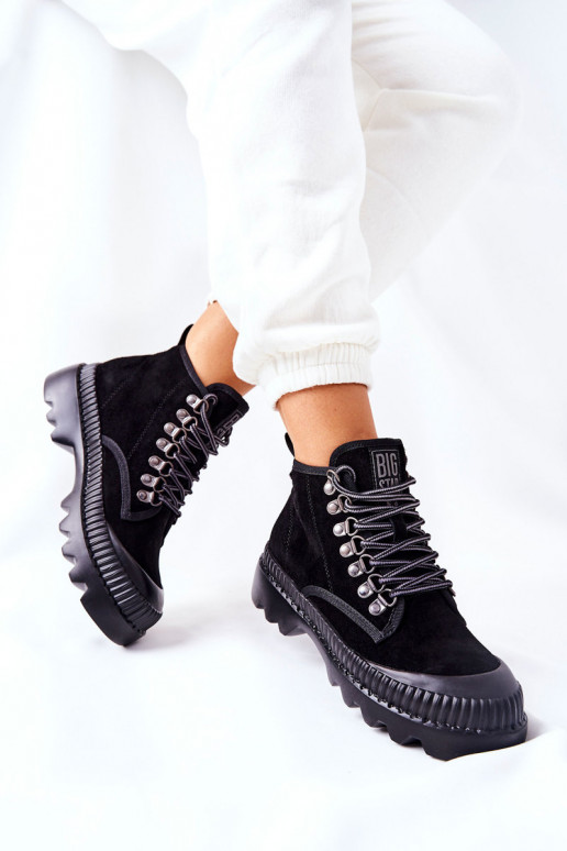 Leather Trapper Boots Big Star II274363 Black Leather Trapper Boots Big Star II274363 Black