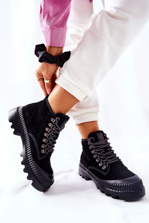 Leather Trapper Boots Big Star II274363 Black Leather Trapper Boots Big Star II274363 Black