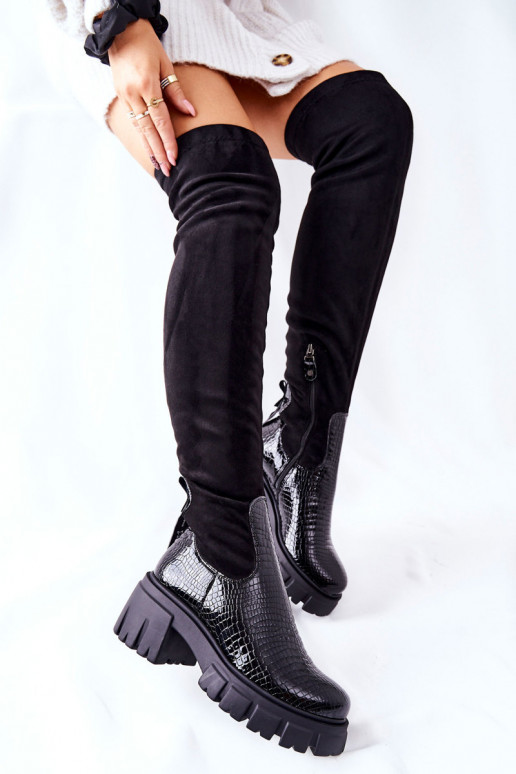Leather Boots Maciejka Crocodile Black 05260-01 Leather Boots Maciejka Crocodile Black 05260-01
