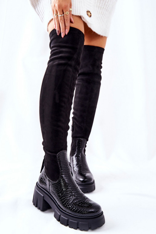Leather Boots Maciejka Crocodile Black 05260-01 Leather Boots Maciejka Crocodile Black 05260-01