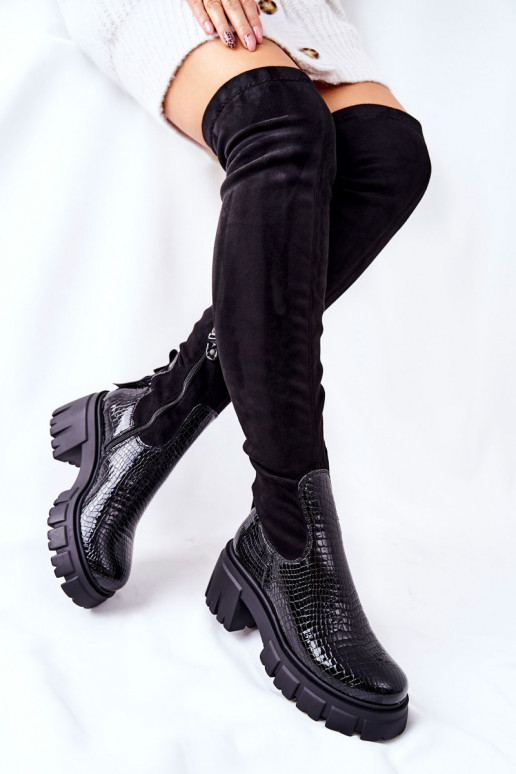 Leather Boots Maciejka Crocodile Black 05260-01 Leather Boots Maciejka Crocodile Black 05260-01