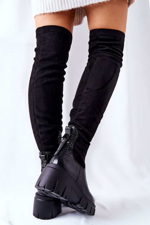 Leather Boots Maciejka Crocodile Black 05260-01 Leather Boots Maciejka Crocodile Black 05260-01