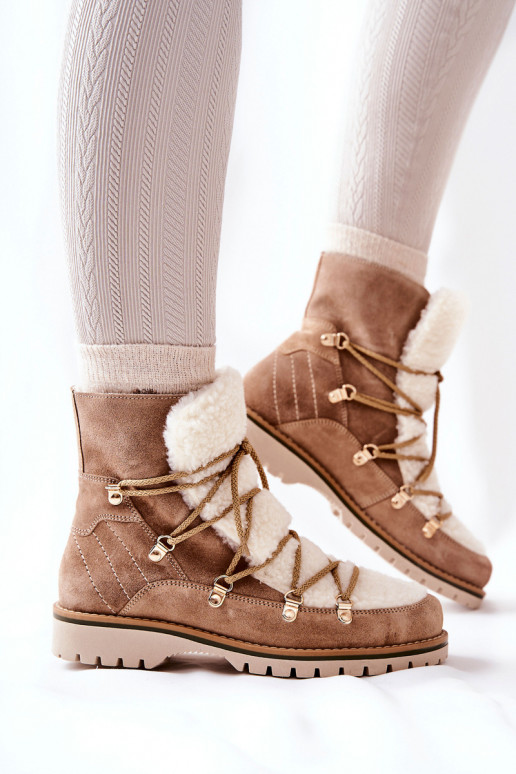 Insulated Trapper Boots Beige Jiliana Insulated Trapper Boots Beige Jiliana
