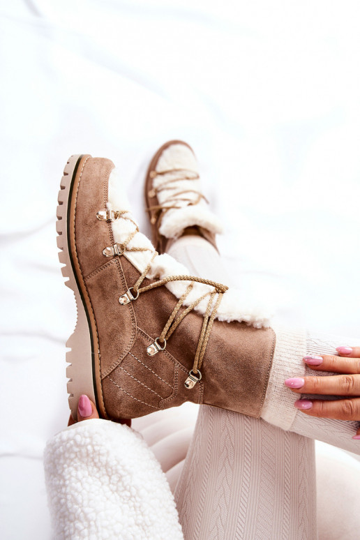 Insulated Trapper Boots Beige Jiliana Insulated Trapper Boots Beige Jiliana
