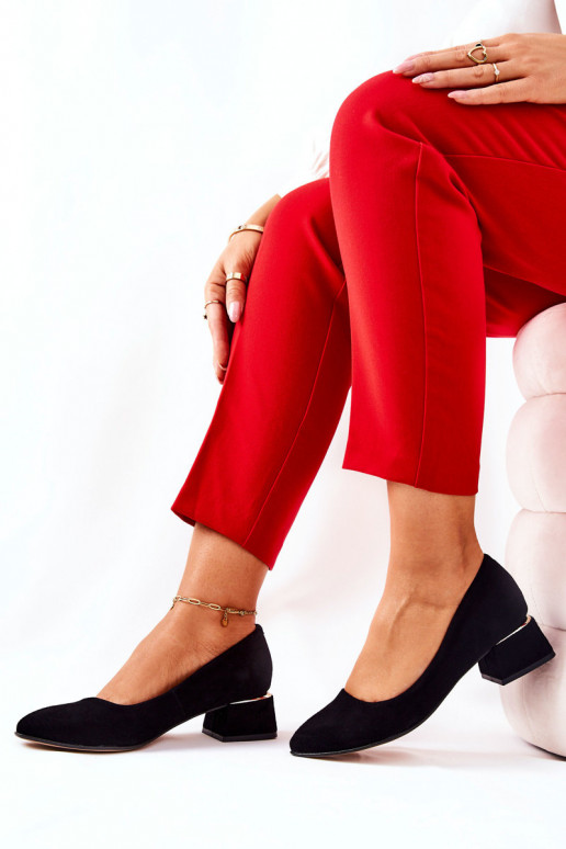 Zamszowe Czółenka Lewski 3118 Czarne Zamszowe Czółenka Lewski 3118 Czarne