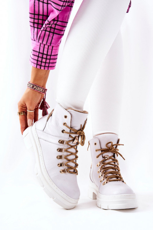 Leather insulated boots White Beige Brescia Leather insulated boots White Beige Brescia