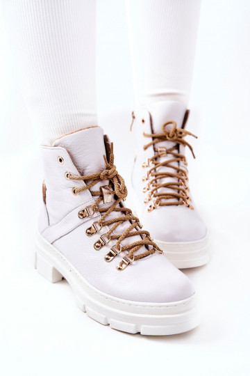 Leather insulated boots White Beige Brescia 2