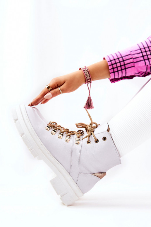 Leather insulated boots White Beige Brescia Leather insulated boots White Beige Brescia