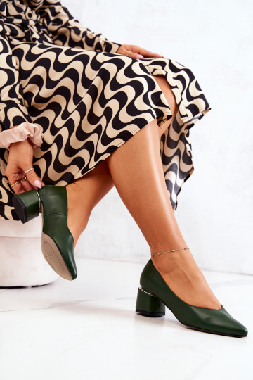 Leather Pumps Toe In Spitz Green Marilyn 2