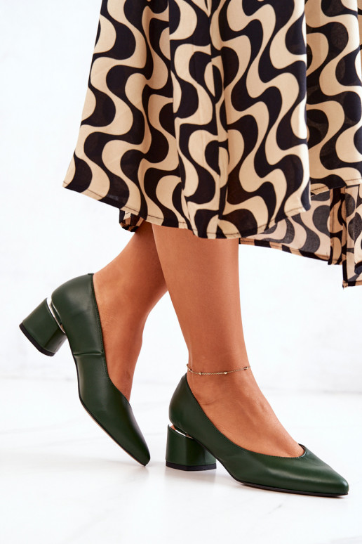 Leather Pumps Toe In Spitz Green Marilyn