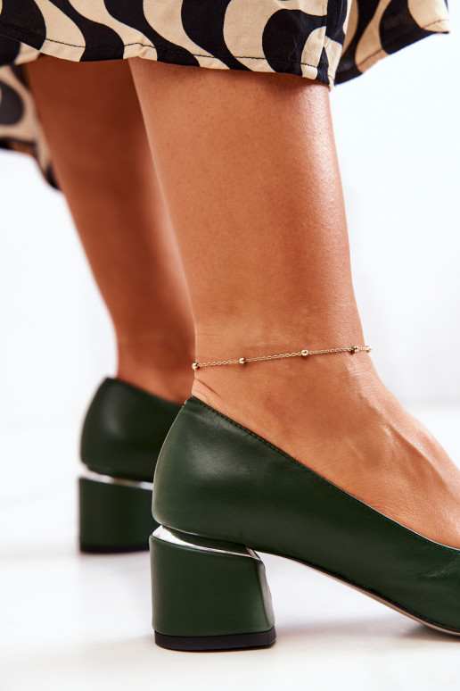 Leather Pumps Toe In Spitz Green Marilyn