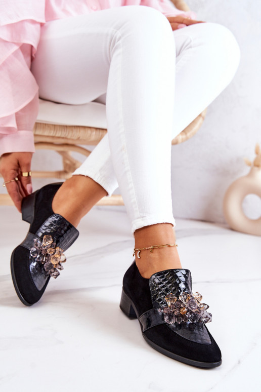 Suede Shoes With Decoration Black Davine Suede Shoes With Decoration Black Davine