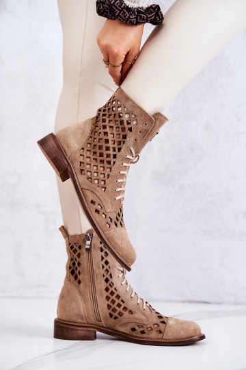 Zazoo 2695 Perforated Leather Boots Camel 2