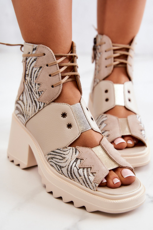 Leather Booties Maciejka 05321-04 Beige Leather Booties Maciejka 05321-04 Beige