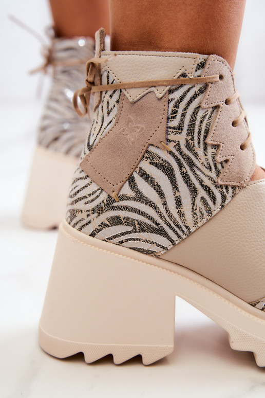 Leather Booties Maciejka 05321-04 Beige Leather Booties Maciejka 05321-04 Beige