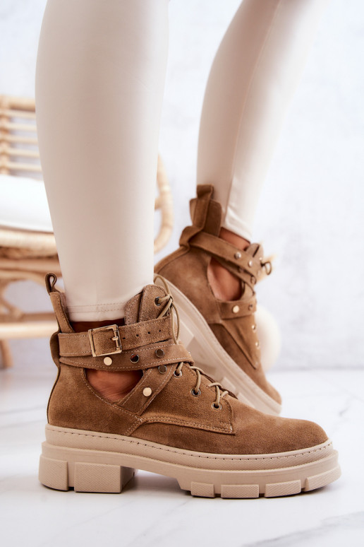 Zamszowe Damskie BotkiwithWycięciami Camel Everly