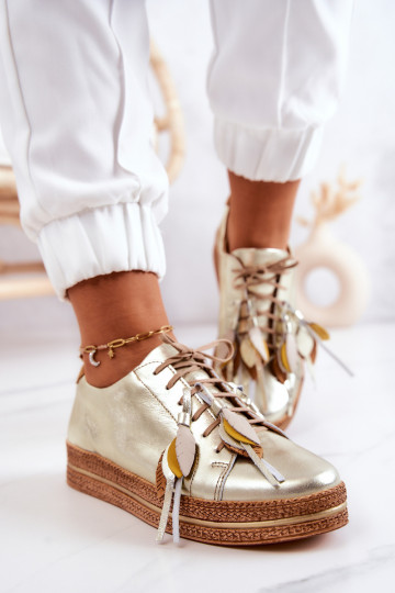 Leather Shoes Maciejka 04550-25 Golden