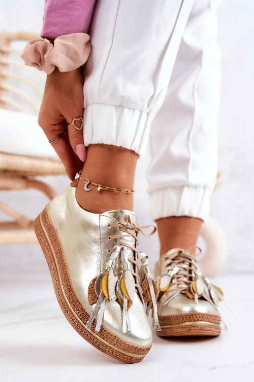 Leather Shoes Maciejka 04550-25 Golden