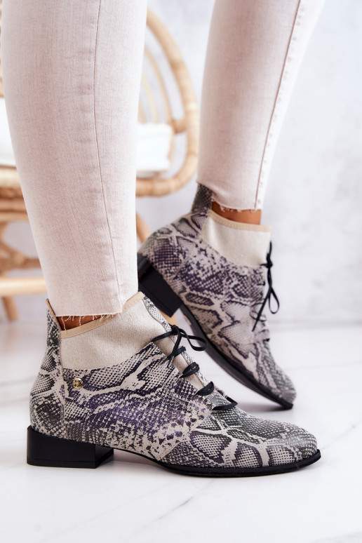 Women's Boots Suede Snake Maciejka 04744-03 Beige Women's Boots Suede Snake Maciejka 04744-03 Beige