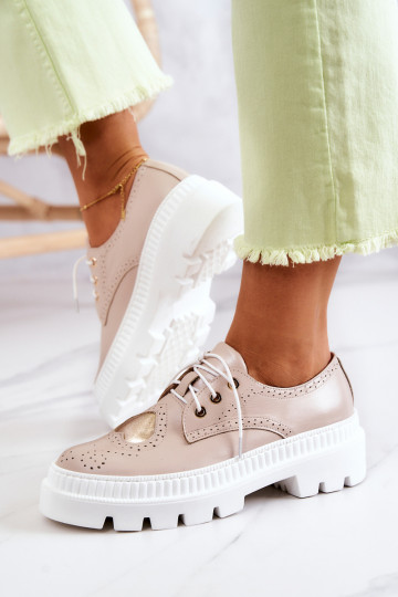 Leather Shoes With Hearts Beige Curtis 2