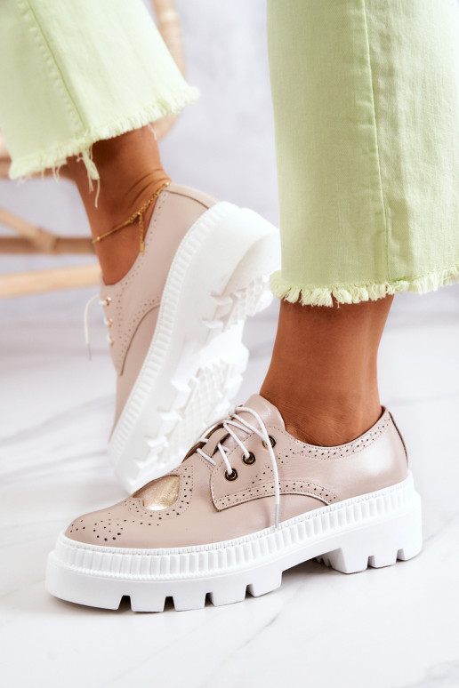 Leather Shoes With Hearts Beige Curtis Leather Shoes With Hearts Beige Curtis