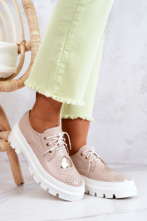 Leather Shoes With Hearts Beige Curtis Leather Shoes With Hearts Beige Curtis