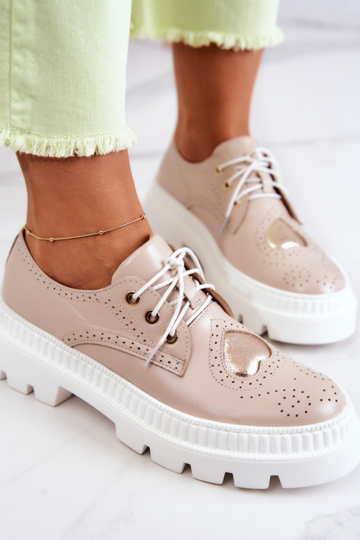 Leather Shoes With Hearts Beige Curtis Leather Shoes With Hearts Beige Curtis
