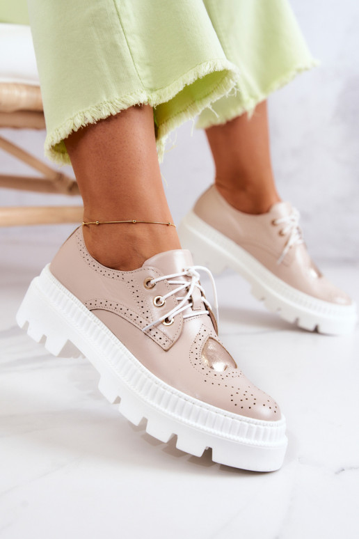 Leather Shoes With Hearts Beige Curtis Leather Shoes With Hearts Beige Curtis