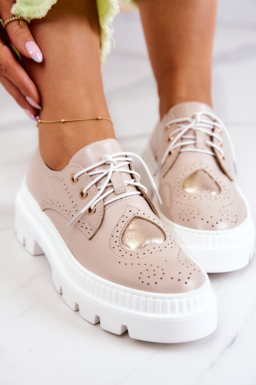 Leather Shoes With Hearts Beige Curtis Leather Shoes With Hearts Beige Curtis