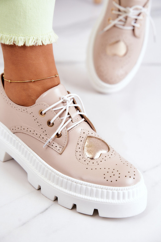 Leather Shoes With Hearts Beige Curtis Leather Shoes With Hearts Beige Curtis