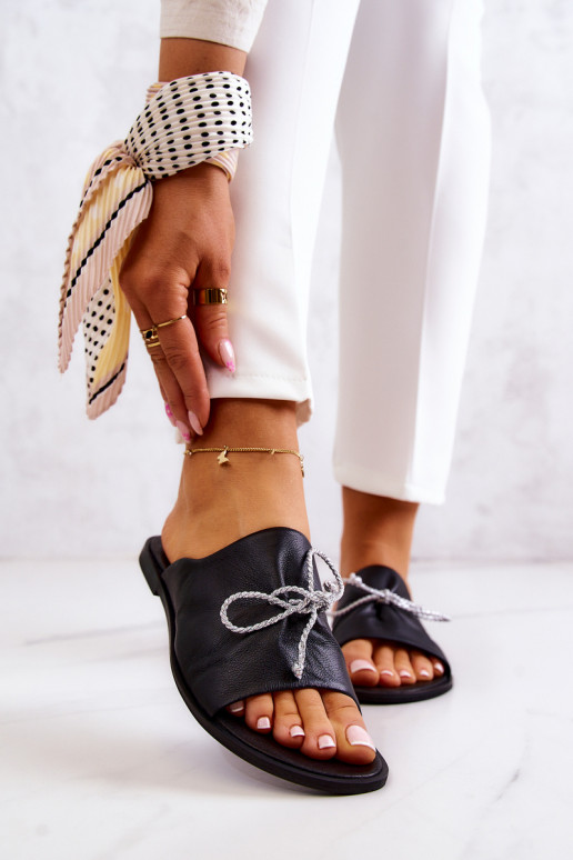 Zazoo 2659 Leather Women's Black Slippers Zazoo 2659 Leather Women's Black Slippers